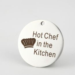 Custom made Round key ring Stainless Steel Key chain Pendant Hot Chef in The Kitchen
