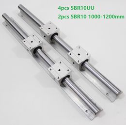 2pcs SBR10 1000mm/1100mm/1200mm support rail linear rail guide + 4pcs SBR10UU linear bearing blocks for CNC router parts