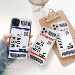 Cute FIRST CLASS PLANE Phone Cases For iPhone 14 13 12 11 Pro Max 7 8 Plus X XR XS Max Flight Ticket Letter Soft Silicone Back Cover