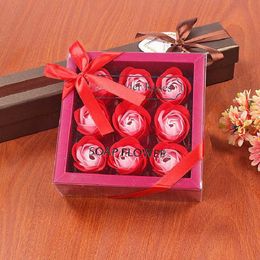40 set New 9Pcs Heart Scented Rose Flower Soap Petal Bath Body Birthday Creative Wedding Party Gradient Valentine Decoration Gifts Best