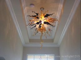 Free Shipping AC Led Hallway Amber Colored Glass Chandelier Ceiling Crystal Lamp Hand Blown Glass Chandelier Lamp