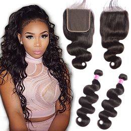 Peruvian Unprocessed Human Hair Wholesale Body Wave Bundles With 6X6 Lace Closure Middle Three Free Part Hair Products 8-30inch Hair Wefts