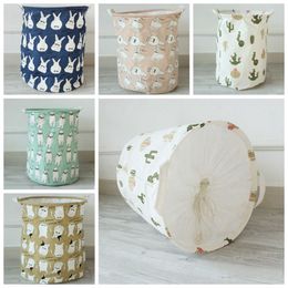 INS Storage Bins Cartoon Laundry Basket Dirty Laundry Storage Basket Foldable Beam Bucket Cactus Bear Rabbit Printing 5 Designs DW410