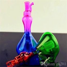 Shaped two-color hookah Wholesale Glass bongs Oil Burner Water Pipes Rigs Smoking Free