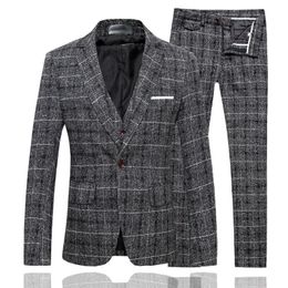new 2020 Men's Suits & Blazers Classic Men's Suit Two-piece Jacket + Pants Slim Plaid Men's Formal Suit Fashion Wedding Banquet Formal Dress