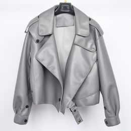 2024 Women Real Sheepskin Leather Jackets Top Quality Genuine Biker Leather Coat Fashion Jacket Lady Motorcycle