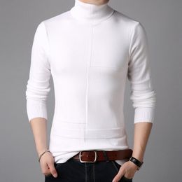 Men Turtleneck Sweater Knitted Pullover Winter Sweater Male High Turtle Neck Plus Size Mens Coats Black White Red M-3XL