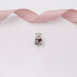 Andy Jewel Authentic 925 Sterling Silver Beads Christmas Bear Charm Red & White Enamel Charms Fits European Pandora Style Jewelry Bracelets & Necklace