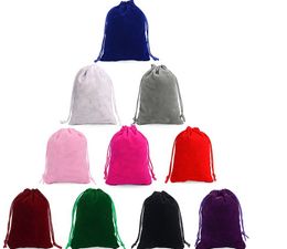 50Pcs/lot Drawstring Velvet Bag 5x7/7x9/9x12/10x15cm Pouches Small size Jewellery Gift Display Packing Bags Can Customised