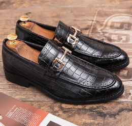 Hot Sale-es Business Leather Luxury Wedding Loafer Floral Print Men Flats Office Party Formal Shoes W95