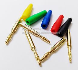 Connectors, 2mm Soft PVC Tube Gold Banana Plug 5 Colors Soldering/2Sets(10pcs)