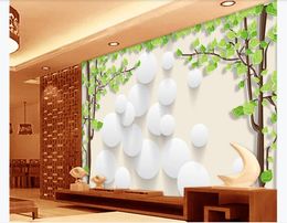 Customised 3d mural wallpaper photo wall paper 3D tree flower vine green leaf circle living room sofa background mural wall paper for walls