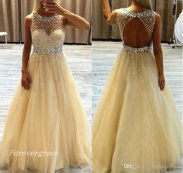 2019 New Long Tulle Evening Dress Crystal Beaded African Formal Holiday Wear Party Gown Custom Made Plus Size