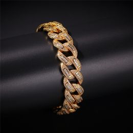15mm 20cm High End Men Bracelet Iced Out CZ Bling Cuban Chain Bracelet for Men's Hip Hop Jewelry Gifts