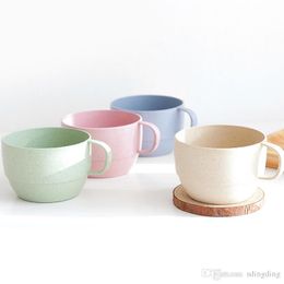 Wheat Straw Milk Cup European Style Breakfast Coffee Tea Cup Couple Simple Drinking Round Smooth Rim Mug DH0069