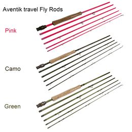 NEW Aventik IM8 24T 100% Carbon Fibre Travel Fly Fishing Rods Fast Action Light Fly Rods Pink Camo Green Colour Fishing Rod