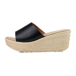 Designer-hion Open Toe High Heels Beach Sandals For Women Brief Slip-on Casual Wedge Sliders