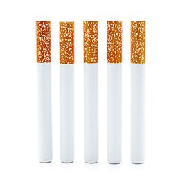 Cigarette Shape Smoking Pipes Ceramic Cigarette Hitter Pipe Yellow Filter Color100pcs/box 78mm 55mm One Hitter Bat Metal Tobacco Pipe