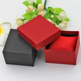 watch case pillows UK - Fashion Watch boxes black red paper square watch case with pillow jewelry display box storage box YD0124