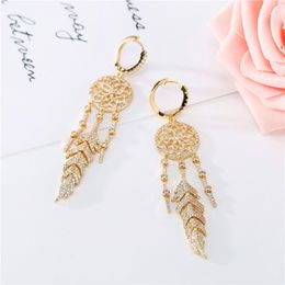 Fashion- Designer Jewelry Feather Earrings For Female Full Diamond Wedding Earrings Women Fashion CZ Dangle Chandelier