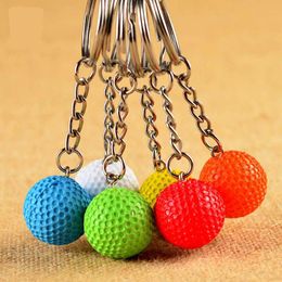 100pcs/Lot Golf Key Chains Ball Multiple Colour Casual Sporty Style Men Women Teenager Keyring Keychain Accessories