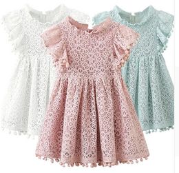 Kids Girl Ball Gown Dress NEW White Toddler Girl Summer Lace Dress 6 7 8 Year Princess Birthday Party Dress Children Clothing GB607