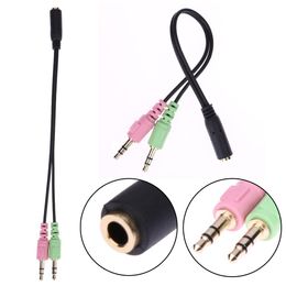 3.5mm Stereo Audio Female to 2 Male Headphone Mic Y Splitter Cable Adapter For Computer Audio Or Mic Or Phone Headset 25