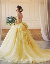 Romantic Yellow Ball Gown Quinceanera Dresses Sweetheart Puffy Appliques Sweet 16 Princess Prom Pageant Gowns vestidos de quinceañera