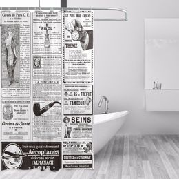 Decorative International English Newspaper Shower Curtains Custom Design Bath Curtain Bathroom Waterproof Polyester Fabric Y200108