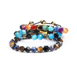 New Chakras Bracelet Women With Faceted Cut Natural Stone Beads Healing Anxiety Relief Chakras Bangle Jewellery For Lover's Gift