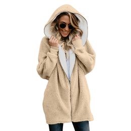 2019 New Women Faux Fur Coat Winter Warm Plush Jacket Female Hooded Casual Fluffy Oversize Teddy Bear Coats Plus Size