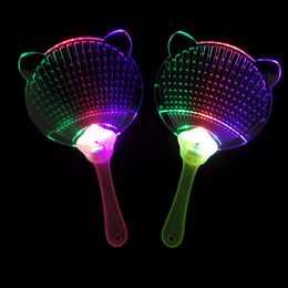 LED Flashing Hand Fan Night Glowing Light Fan Colorful Plastic Light-up Kid Toys for Party Decoration Dance Performance