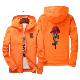 Fashion-Mens Womens Embroidered Rose Jacket Parent-child Couples Outdoor Windbreaker Jacket Windbreak and Warmth Asian Size S-6XL
