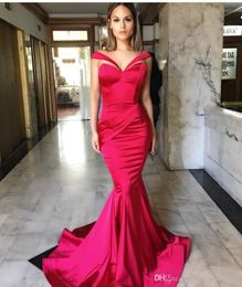 2019 Arabic Red Satin Evening Dress Modest Cheap Mermaid Sweetheart Sleeveless Long Formal Party Gown Custom Made Plus Size