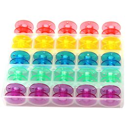 Wholesale-25Pcs Plastic Empty Bobbins Sewing Machine Spools Plastic Case Storage for Home Needlework Tool Sewing Accessories AA7246