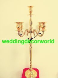 New style 60 to98 cm Tall 5-arms Metal Gold Crystal Candle Holder Wedding Candelabra Table Centerpiece Event Road Lead Candle Stand decor371