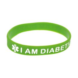 1PC I am Diabetic Silicone Rubber Wristband Debossed and Filled in Colour Adult Size 5 Colours