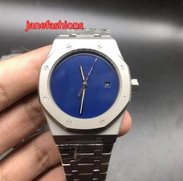 Blue face no scale men's watch silver stainless steel waterproof business sports watch top quality fashion automatic boutique watch