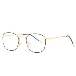 Wholesale-men's and women's flat glasses retro art oval metal frame against blue light