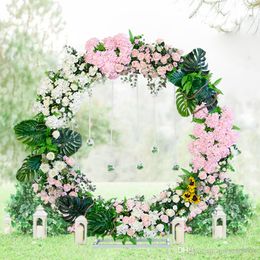 1pcs Artificial flower arch iron stand with silk floral DIY wedding window decor ornaments round green wall plant arch flower wall