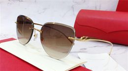 new fashion women sunglasses 0032 cutting lens charming cat eye frameless metal animal legs avantgarde design style top quality uv 400 lens