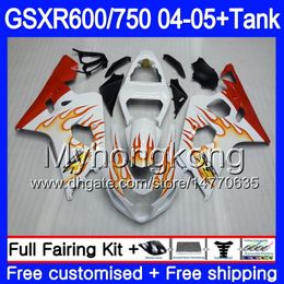 Body red flames hot+Tank For SUZUKI GSXR 750 GSX R750 K4 GSXR 600 GSX-R600 04 05 295HM.1 GSXR-750 GSXR600 04 05 GSXR750 2004 2005 Fairings