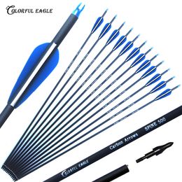 28/30/31inch Carbon Arrows Archery with Replaceable Arrowhead for Compound Recurve bow Longbow Hunting shooting