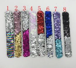 Slap Bracelets For Girls Boys Bling Bling 17Colors Sequins Mermaid Bracelet Kids Shine Party Wristbands Birthday Gift Free Shipping