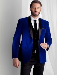 Handsome Velveteen Groomsmen Shawl Lapel Groom Tuxedos Men Suits Wedding/Prom/Dinner Best Man Blazer(Jacket+Pants+Tie+Vest) 118