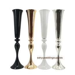 20pcs cheaper )New style Gold Silver White Tall Centeripece Metal Flower Vase for Wedding Decoration Home event wedding Decor senyu0192