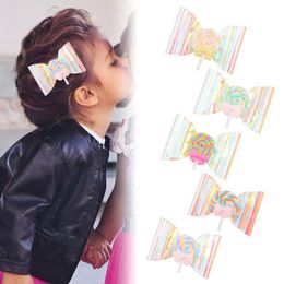 Ins rainbow lollipop girls hair clips clear hair bows designer hair clips cute kids barrettes baby BB clip girls accessories