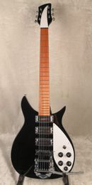 R325 6 String Black Electric Guitar Bigs Tremolo, Gloss Paint Fingerboard, 5 Degree Angle Headstock