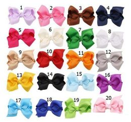 100pcs hot sale Korean 3 INCH Grosgrain Ribbon Hairbows Baby Girl Accessories With Clip Boutique Hair Bows Hairpins Hair ties