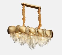 Golden irregular crystal chandelier rectangular led restaurant lamp luxury living room hotel engineering decorative lamp LLFA